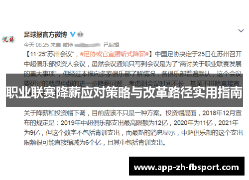 职业联赛降薪应对策略与改革路径实用指南
